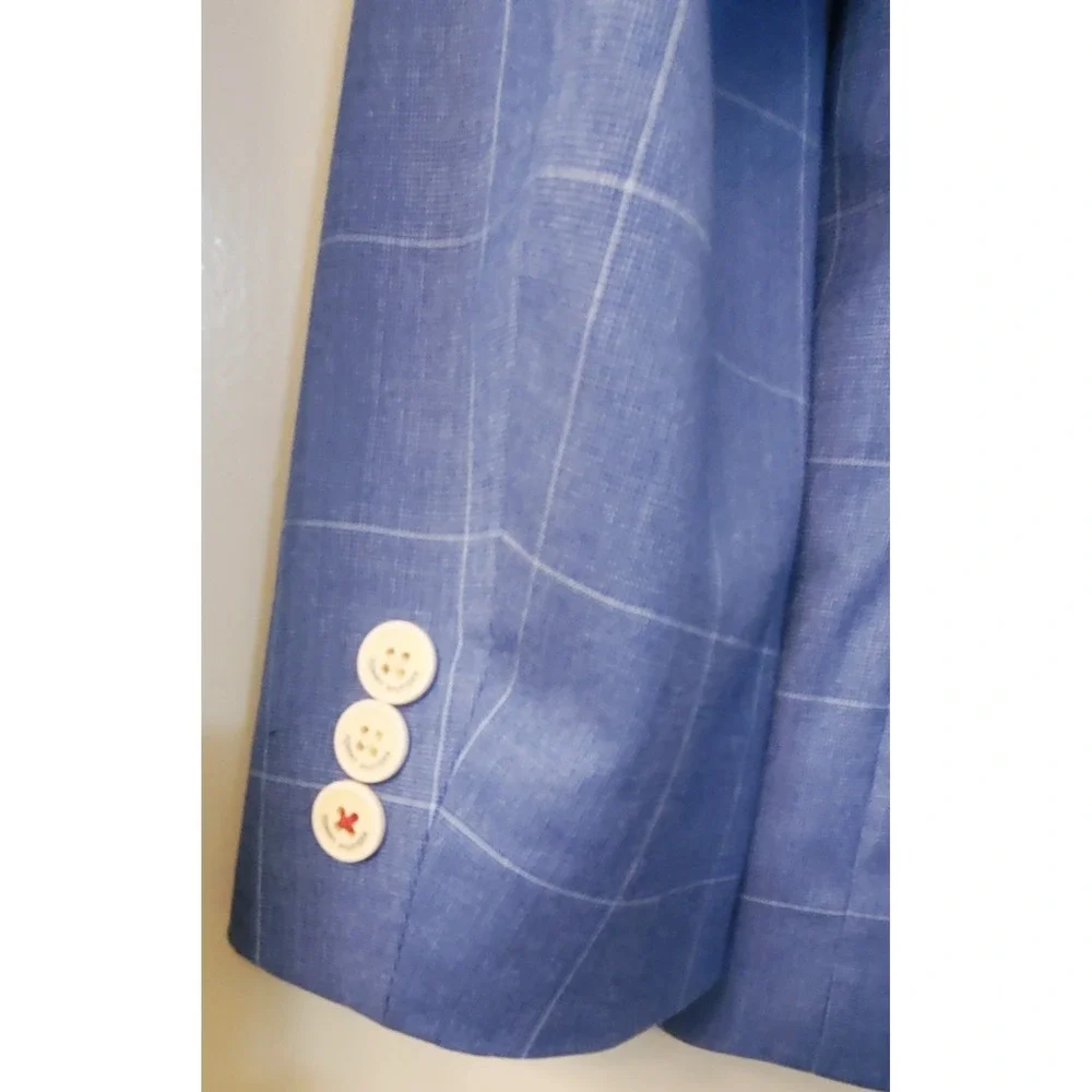 Tommy Hilfiger Blazer TH Flex Windowpane Mazarine Blue 12 Boy's Notch Collar - Picture 7 of 13